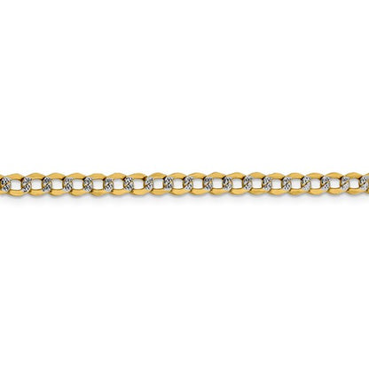 14k yellow gold with rhodium 4.3mm pav√© curb bracelet anklet choker necklace pendant chain