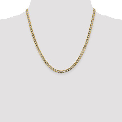 14k yellow gold with rhodium 4.3mm pav√© curb bracelet anklet choker necklace pendant chain
