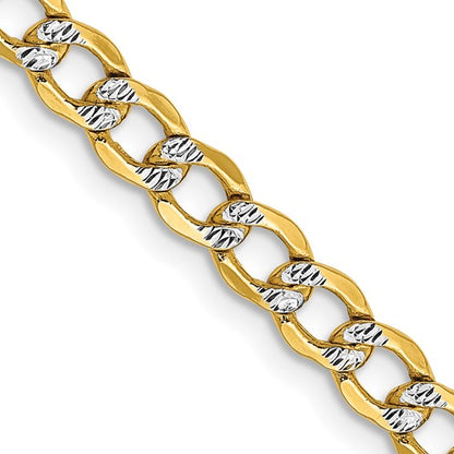 14k yellow gold with rhodium 4.3mm pav√© curb bracelet anklet choker necklace pendant chain