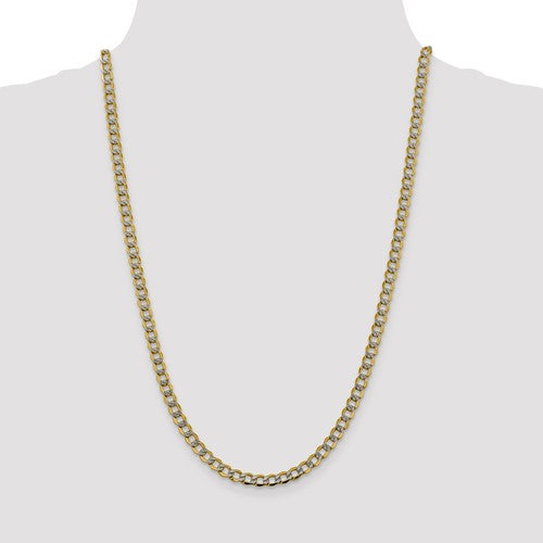 14k yellow gold with rhodium 5.2mm pav√© curb bracelet anklet choker necklace pendant chain