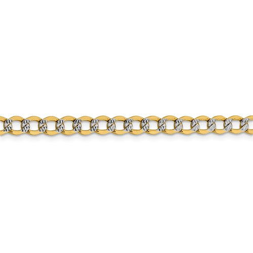 14k yellow gold with rhodium 5.2mm pav√© curb bracelet anklet choker necklace pendant chain