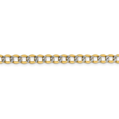 14k yellow gold with rhodium 5.2mm pav√© curb bracelet anklet choker necklace pendant chain