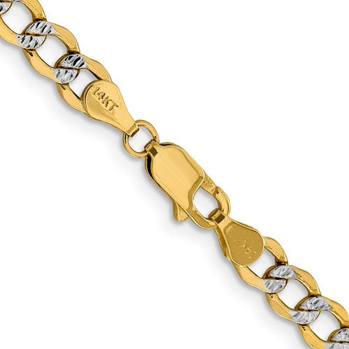 14k yellow gold with rhodium 5.2mm pav√© curb bracelet anklet choker necklace pendant chain
