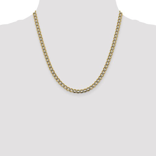 14K Yellow Gold with Rhodium 5.2mm Pav√© Curb Bracelet Anklet Choker Necklace Pendant Chain