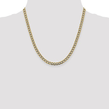 14k yellow gold with rhodium 5.2mm pav√© curb bracelet anklet choker necklace pendant chain