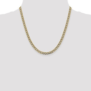 14K Yellow Gold with Rhodium 5.2mm Pav√© Curb Bracelet Anklet Choker Necklace Pendant Chain
