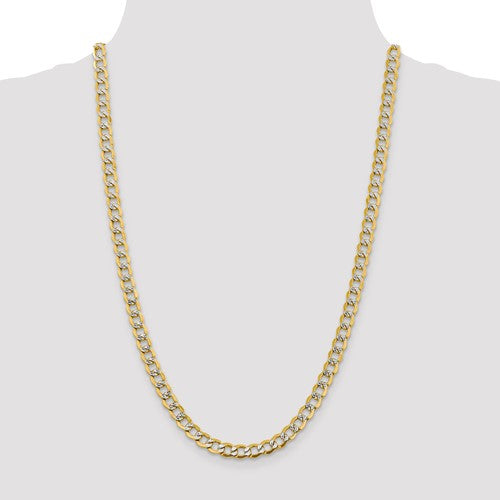 14k yellow gold with rhodium 6.75mm pav√© curb bracelet anklet choker necklace pendant chain