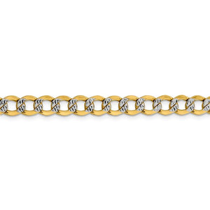 14K Yellow Gold with Rhodium 6.75mm Pav√© Curb Bracelet Anklet Choker Necklace Pendant Chain