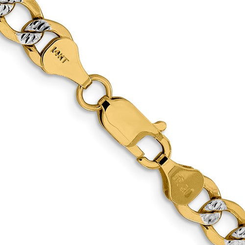 14k yellow gold with rhodium 6.75mm pav√© curb bracelet anklet choker necklace pendant chain