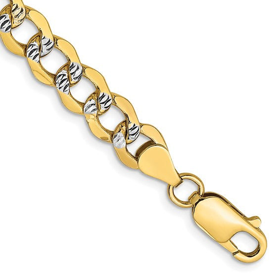 14k yellow gold with rhodium 6.75mm pav√© curb bracelet anklet choker necklace pendant chain
