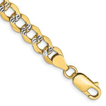 Kép betöltése a galériamegjelenítőbe: 14K Yellow Gold with Rhodium 6.75mm Pav√© Curb Bracelet Anklet Choker Necklace Pendant Chain
