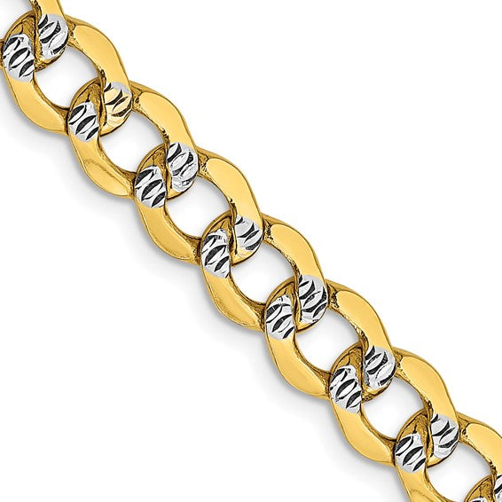 14k yellow gold with rhodium 6.75mm pav√© curb bracelet anklet choker necklace pendant chain