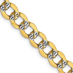 將圖片載入圖庫檢視器 14K Yellow Gold with Rhodium 6.75mm Pav√© Curb Bracelet Anklet Choker Necklace Pendant Chain
