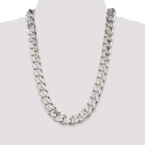 Sterling Silver Heavyweight Large 16.25mm Curb Bracelet Anklet Choker Necklace Chain