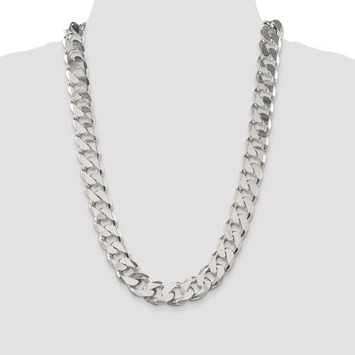 sterling silver heavyweight large 16.25mm curb bracelet anklet choker necklace chain