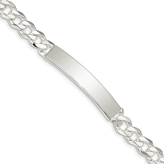 Solid Sterling Silver Curb Link ID Bracelet Personalized Engraved Monogram Names Initials