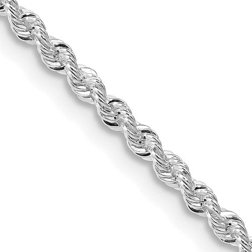 Sterling Silver Rhodium Plated 2.3mm Rope Bracelet Anklet Choker Necklace Pendant Chain