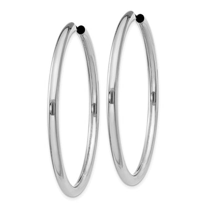 sterling silver rhodium plated 2 inch round endless hoop earrings 50mm x 3mm