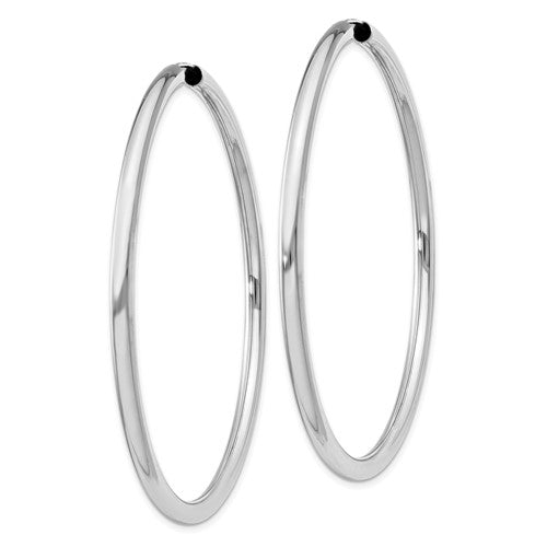 sterling silver rhodium plated 2.28 inch round endless hoop earrings 58mm x 3mm