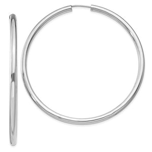 Sterling Silver Rhodium Plated 2.28 inch Round Endless Hoop Earrings 58mm x 3mm