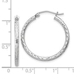 Load image into Gallery viewer, Sterling Silver Rhodium Plated Diamond Cut Classic Round Hoop Earrings 25mm x 2mm
