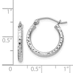 Indlæs billede til gallerivisning Sterling Silver Rhodium Plated Diamond Cut Classic Round Hoop Earrings 16mm x 2mm
