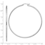 Carregar imagem no visualizador da galeria, Sterling Silver Rhodium Plated Diamond Cut Classic Round Hoop Earrings 65mm x 2mm
