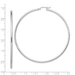 Load image into Gallery viewer, Sterling Silver Rhodium Plated Diamond Cut Classic Round Hoop Earrings 65mm x 2mm
