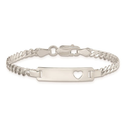 925 sterling silver children's baby's engravable heart cut out id name bracelet personalized names initials