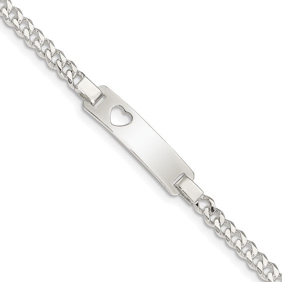 925 sterling silver children's baby's engravable heart cut out id name bracelet personalized names initials