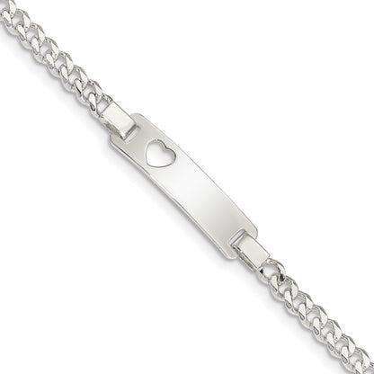 925 sterling silver children's baby's engravable heart cut out id name bracelet personalized names initials