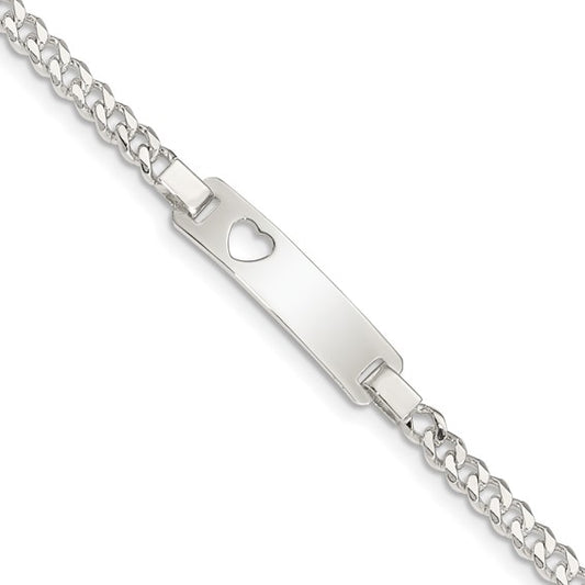925 sterling silver children's baby's engravable heart cut out id name bracelet personalized names initials