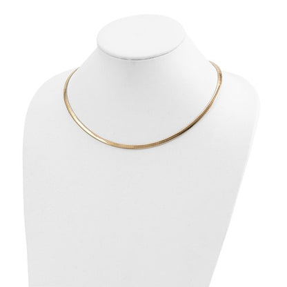 14k yellow white gold two tone 4mm reversible domed omega necklace choker pendant chain 16 or 18 inches with 2 inch extender