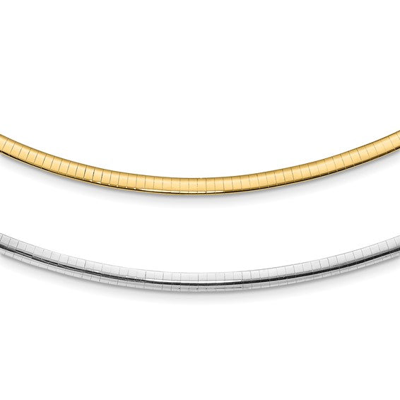 Amazon.com: 4mm Flat White Gold Omega Necklace 20