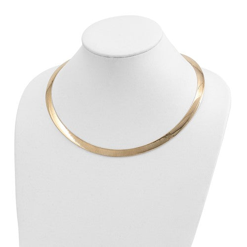 14K Yellow White Gold Two Tone 8mm Reversible Domed Omega Necklace Choker Pendant Chain 16 or 18 inches with 2 inch Extender