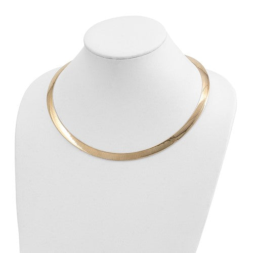 14k yellow white gold two tone 8mm reversible domed omega necklace choker pendant chain 16 or 18 inches with 2 inch extender