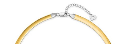 14k yellow white gold two tone 6mm reversible domed omega necklace choker pendant chain 16 or 18 inches with 2 inch extender