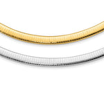이미지를 갤러리 뷰어에 로드 , 14K Yellow White Gold Two Tone 8mm Reversible Domed Omega Necklace Choker Pendant Chain 16 or 18 inches with 2 inch Extender
