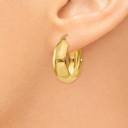 14k yellow gold classic round hoop earrings click top