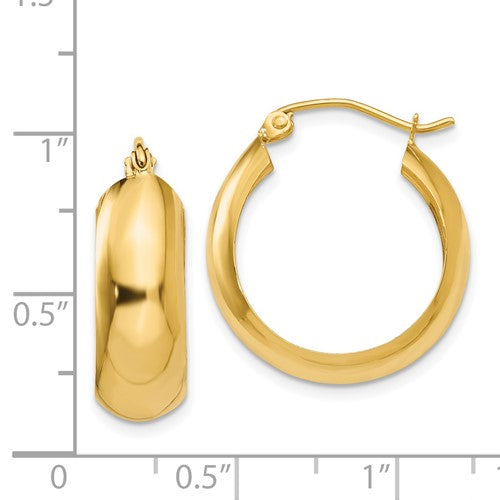 14k yellow gold classic round hoop earrings click top