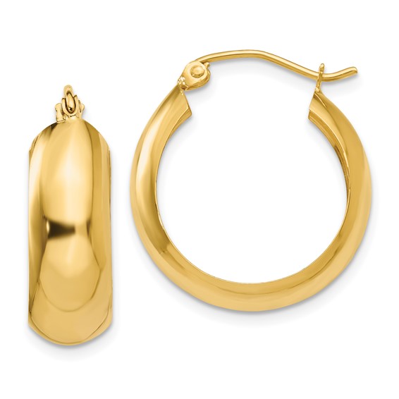14k yellow gold classic round hoop earrings click top
