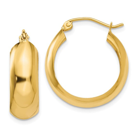 14k yellow gold classic round hoop earrings click top