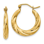 Load image into Gallery viewer, 14K Yellow Gold Twisted Round Hoop Earrings 20mm x 3mm
