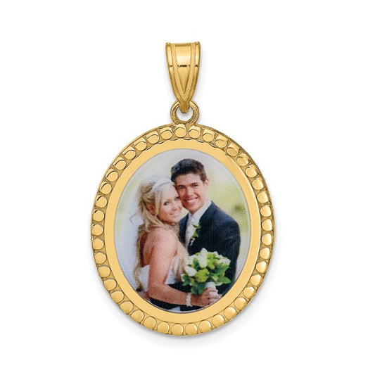 sterling silver or gold plated sterling silver picture photo oval beaded pendant charm personalized 20mm