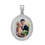 Carica l&#39;immagine nel visualizzatore di Gallery, Sterling Silver or Gold Plated Sterling Silver Picture Photo Oval Beaded Pendant Charm Personalized 20mm
