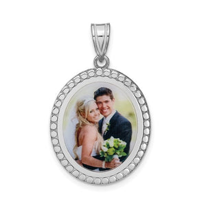 Sterling Silver or Gold Plated Sterling Silver Picture Photo Oval Beaded Pendant Charm Personalized 20mm