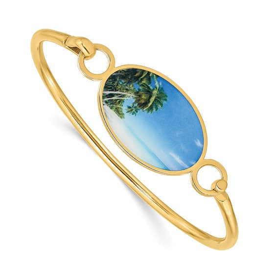 sterling silver or gold plated sterling silver oval personalized with your picture photo bangle bracelet