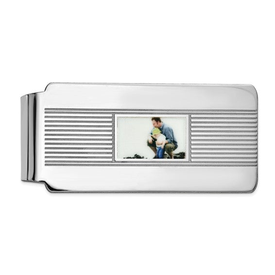 sterling silver or gold plated sterling silver money clip personalized picture photo custom made to order