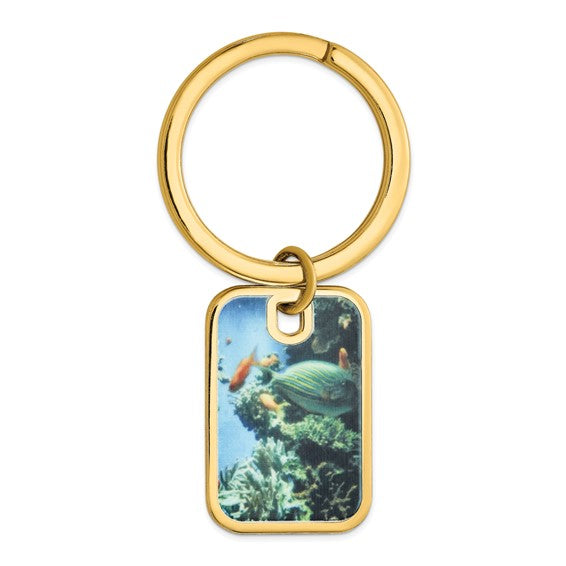 sterling silver gold plated sterling silver rectangle key holder ring keychain picture photo personalized