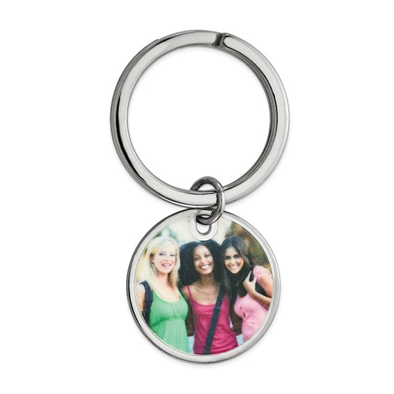 sterling silver gold plated sterling silver round key holder ring keychain picture photo personalized